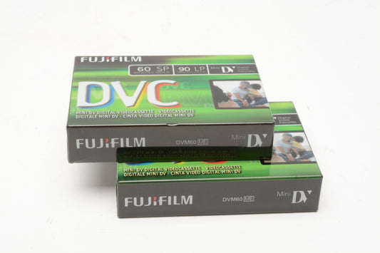 2x FujiFilm Mini DV Cassettes DVM60 New/Sealed