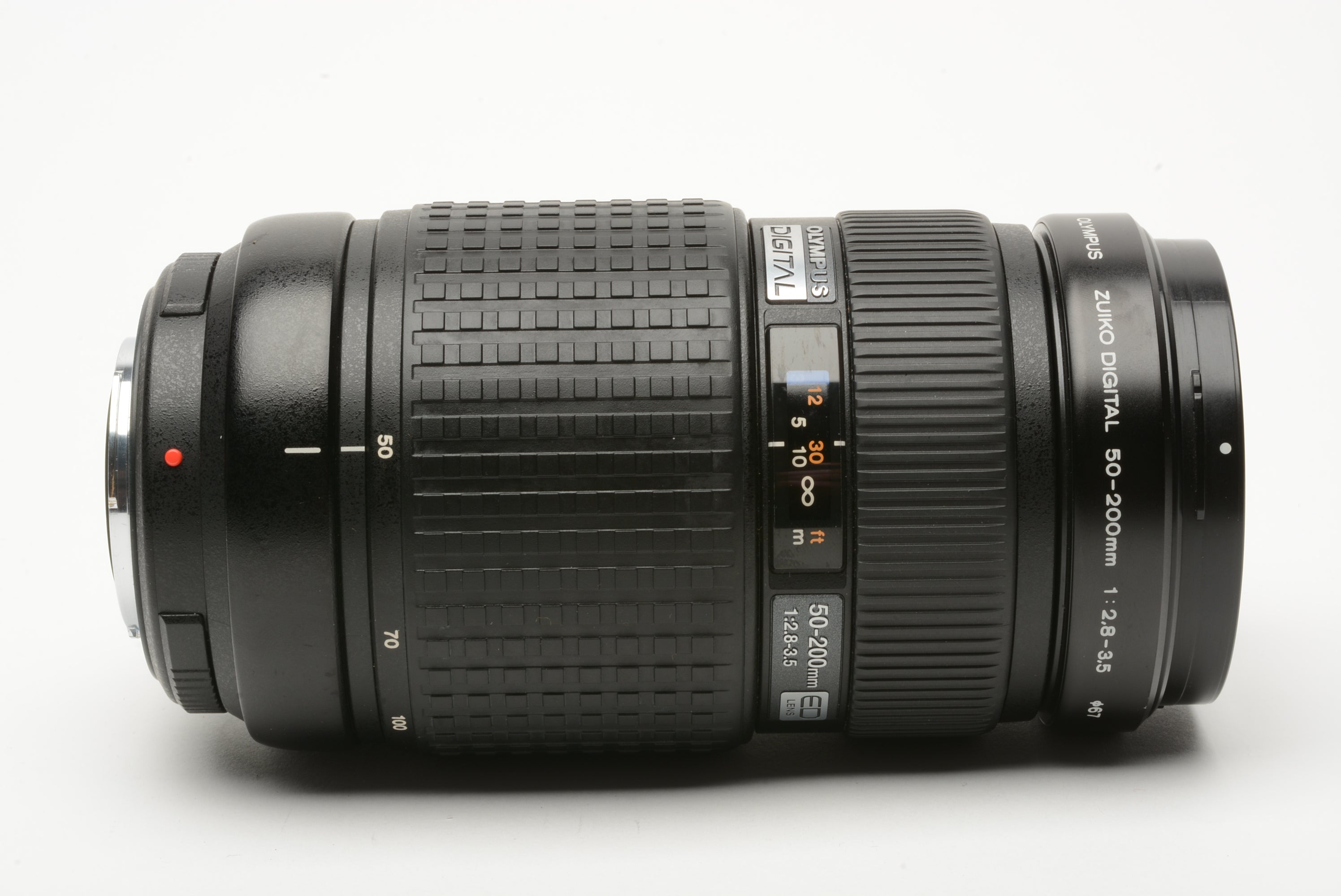 Olympus AF 50-200mm f2.8-3.5 zoom lens, caps+hood+UV+collar, clean