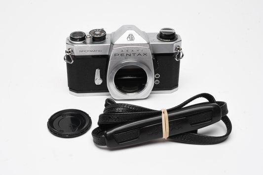Pentax Spotmatic SP 1000 35mm SLR w/ cap, strap, new seals *FOR PARTS/REPAIR