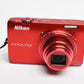 Nikon Coolpix S6300 16MP Digital Point&Shoot (Red), Batt+Charger, Great