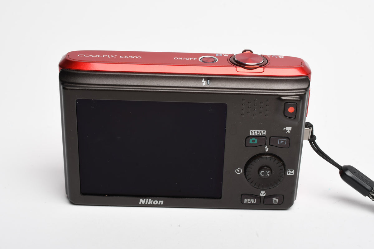 Nikon Coolpix S6300 16MP Digital Point&Shoot (Red), Batt+Charger, Great