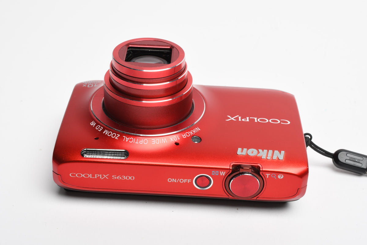 Nikon Coolpix S6300 16MP Digital Point&Shoot (Red), Batt+Charger, Great