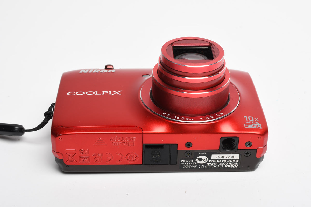 Nikon Coolpix S6300 16MP Digital Point&Shoot (Red), Batt+Charger, Great