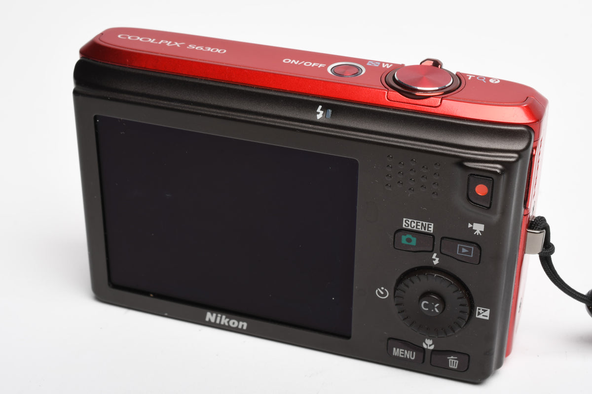 Nikon Coolpix S6300 16MP Digital Point&Shoot (Red), Batt+Charger, Great