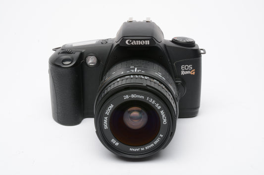 Canon Rebel G 35mm SLR w/Sigma 28-80mm zoom lens, strap, UV, Nice