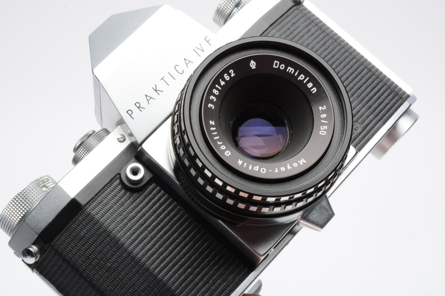 Praktica IVF 35mm SLR w/Domiplan 50mm f2.8, Tested, works! Clean, Vintage