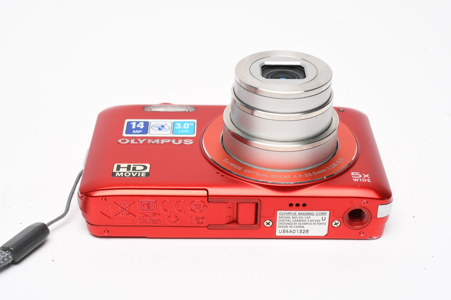 Olympus VG-120 14MP Digital Point&Shoot w/2GB SD, Batt+charger (Red), Boxed