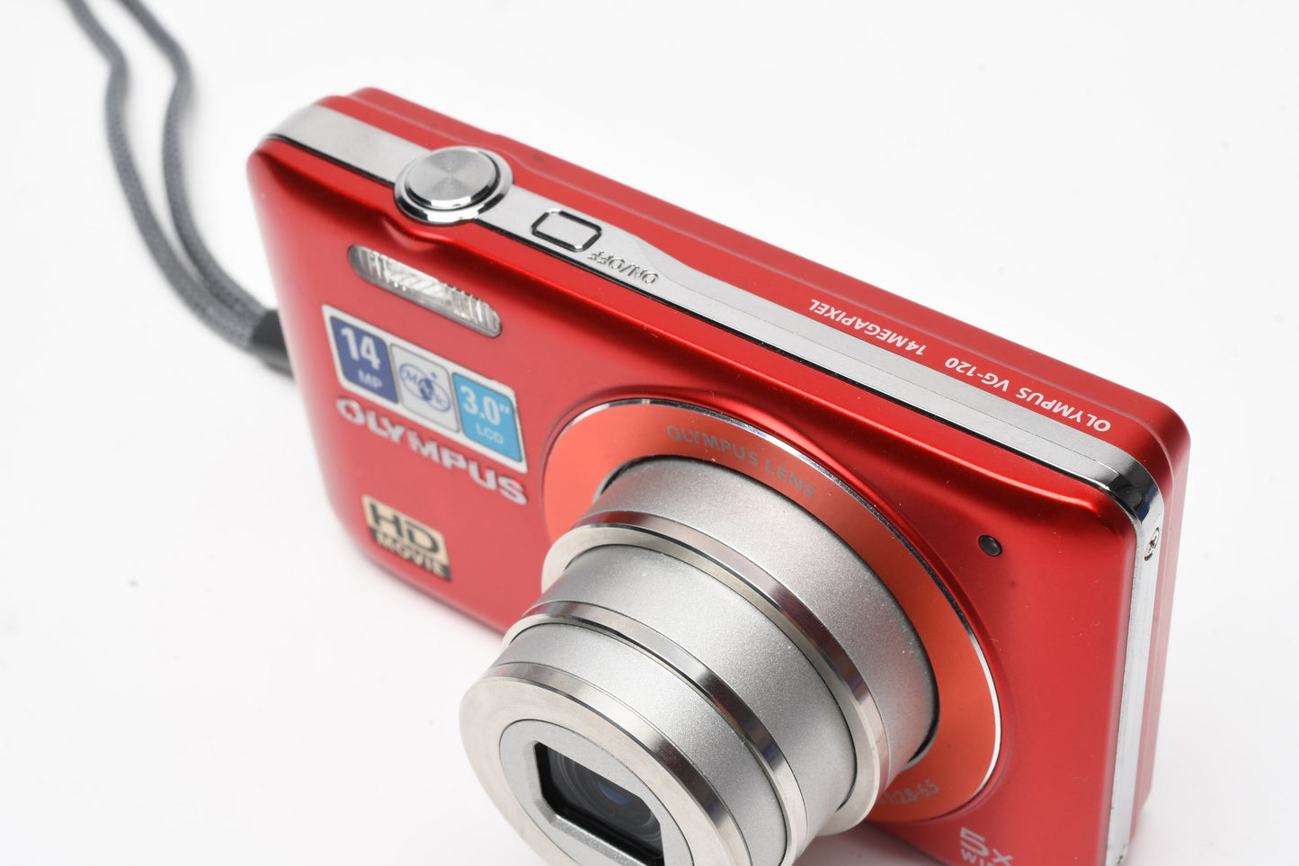 Olympus VG-120 14MP Digital Point&Shoot w/2GB SD, Batt+charger (Red), Boxed