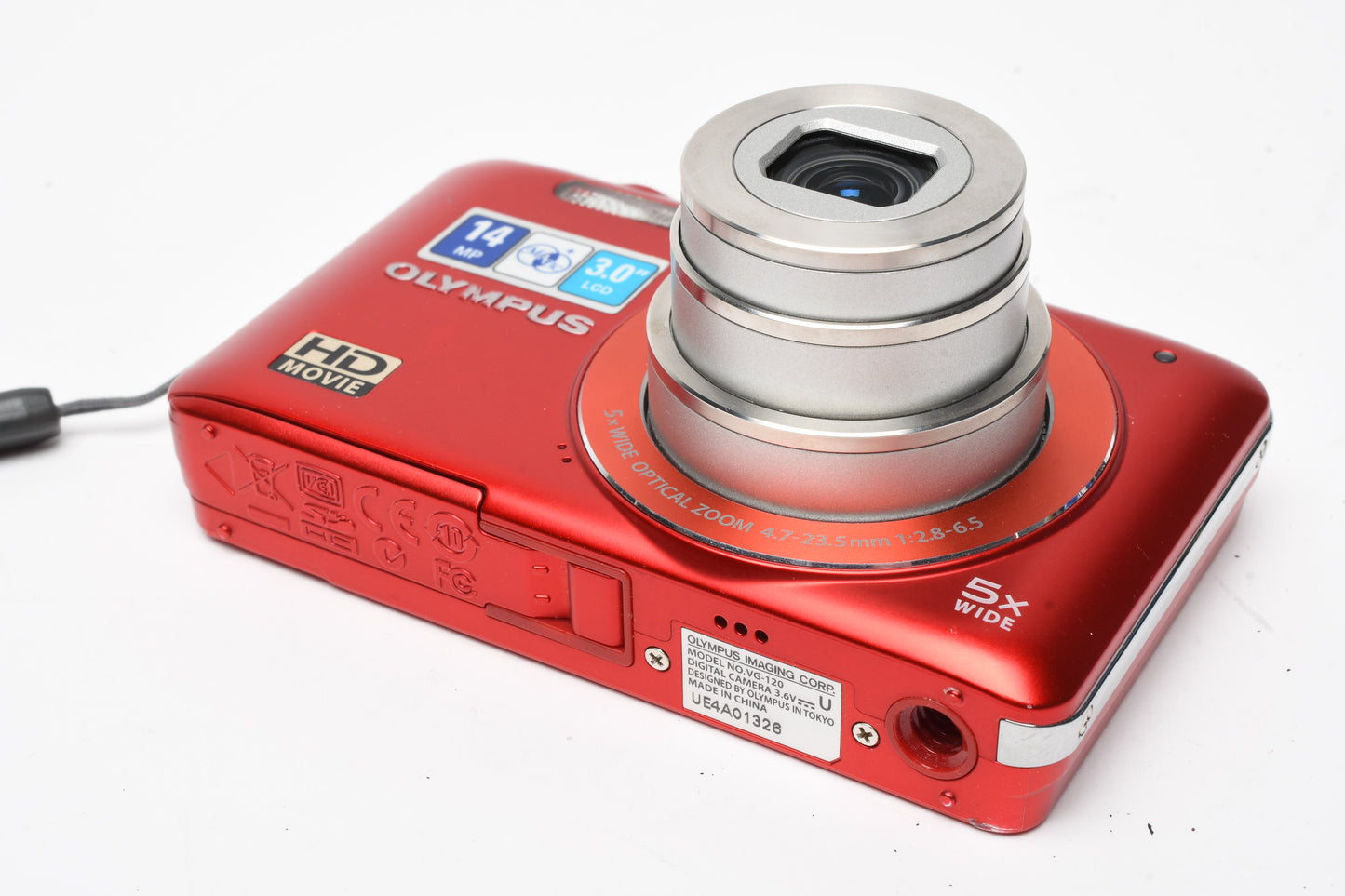 Olympus VG-120 14MP Digital Point&Shoot w/2GB SD, Batt+charger (Red), Boxed
