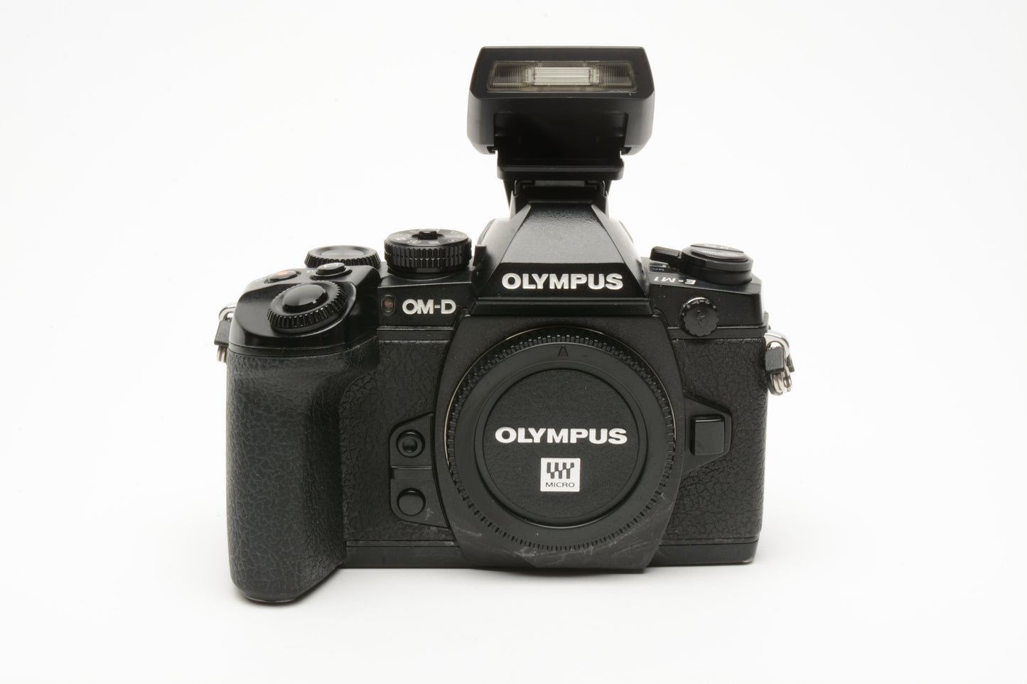 Olympus OM-D E-M1 16.3MP Micro 4/3 body, 19K Acts, Great! 2Batts+flash