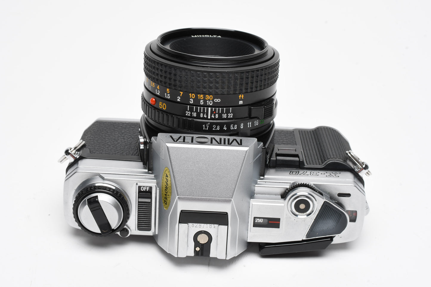 Minolta X370 35mm SLR w/50mm f1.7 Prime, case, strap, tested, Nice