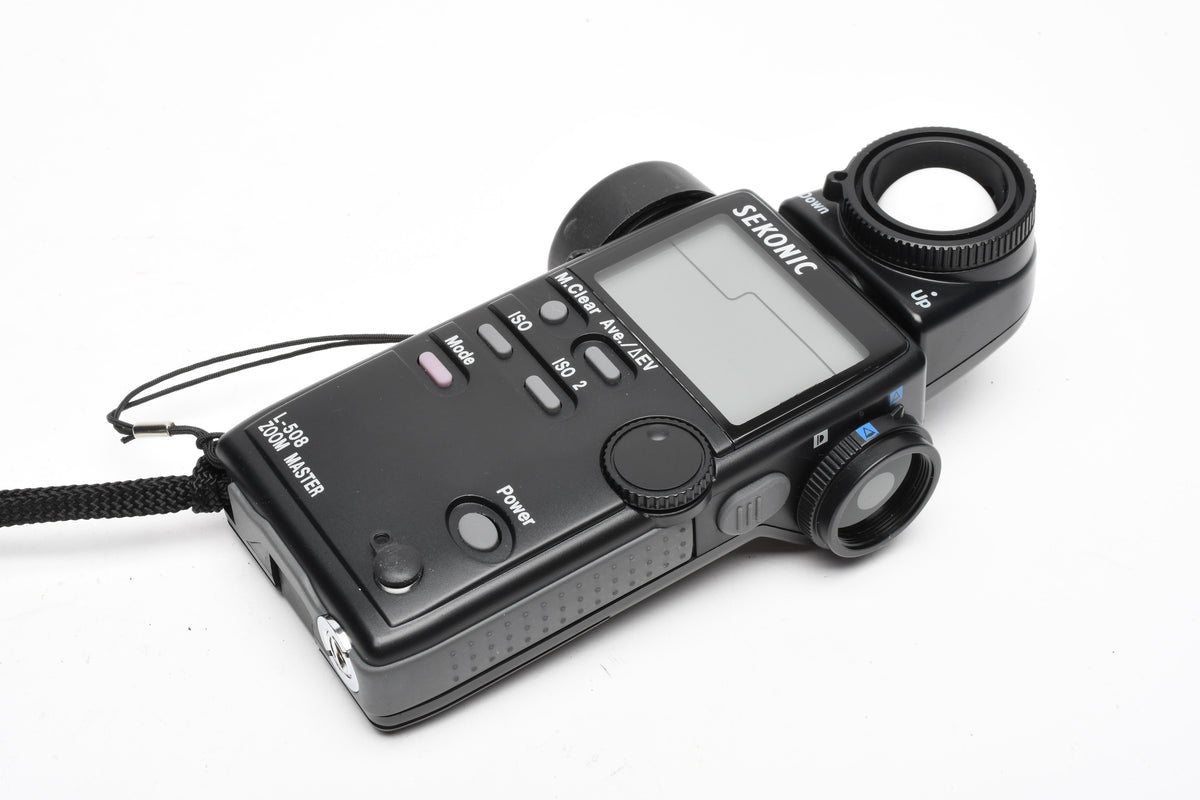 Sekonic L-508 zoom master digital light meter (Spot, flash, Incident), Mint-, Case