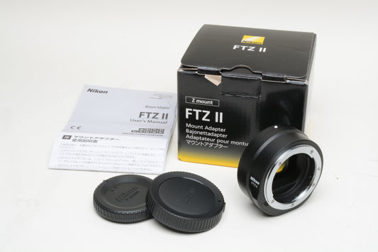 Nikon FTZ II Mount Adapter, caps, Mint, Boxed, USA