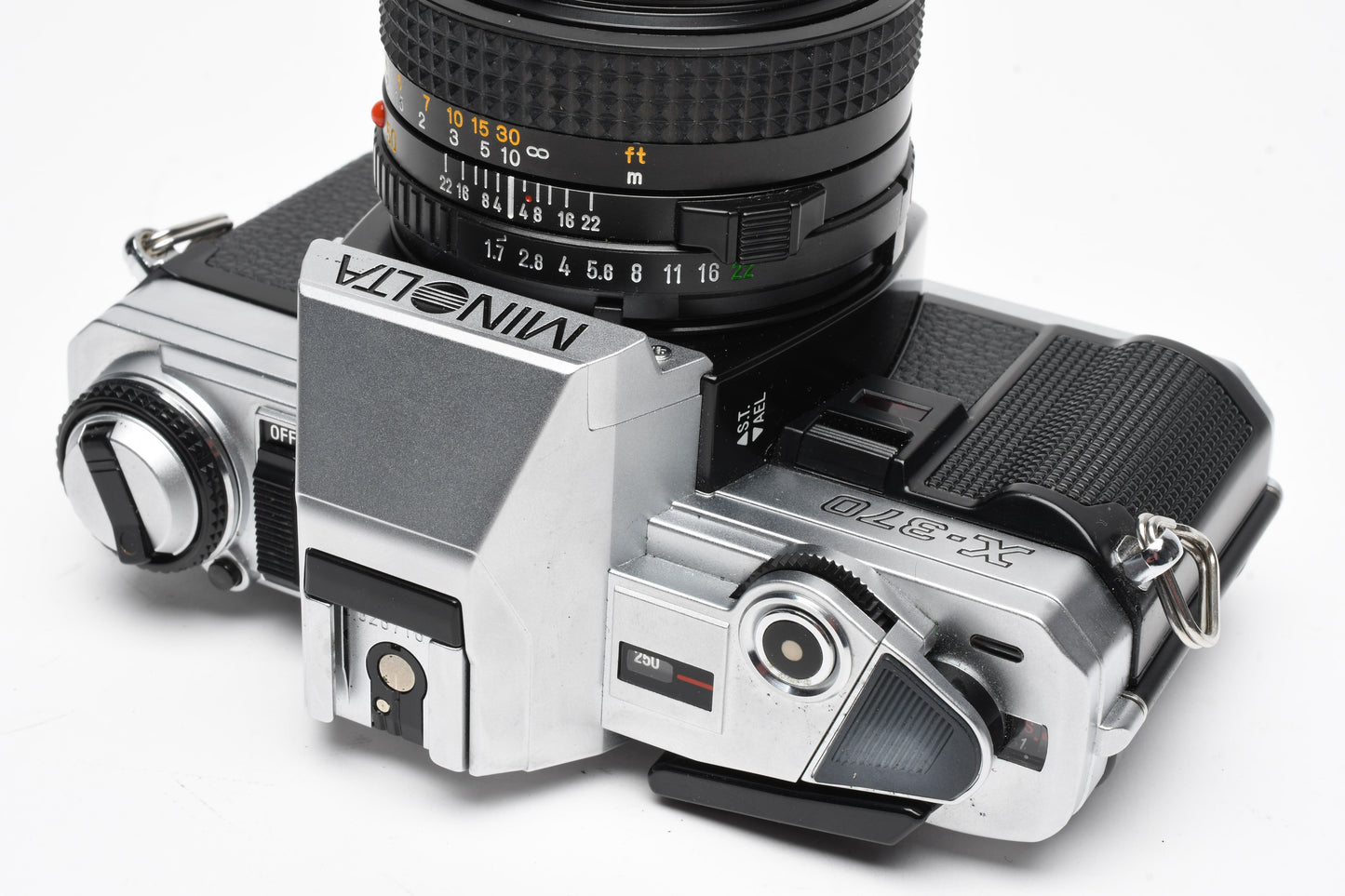 Minolta X370 35mm SLR w/50mm f1.7 Prime, case, strap, tested, Nice