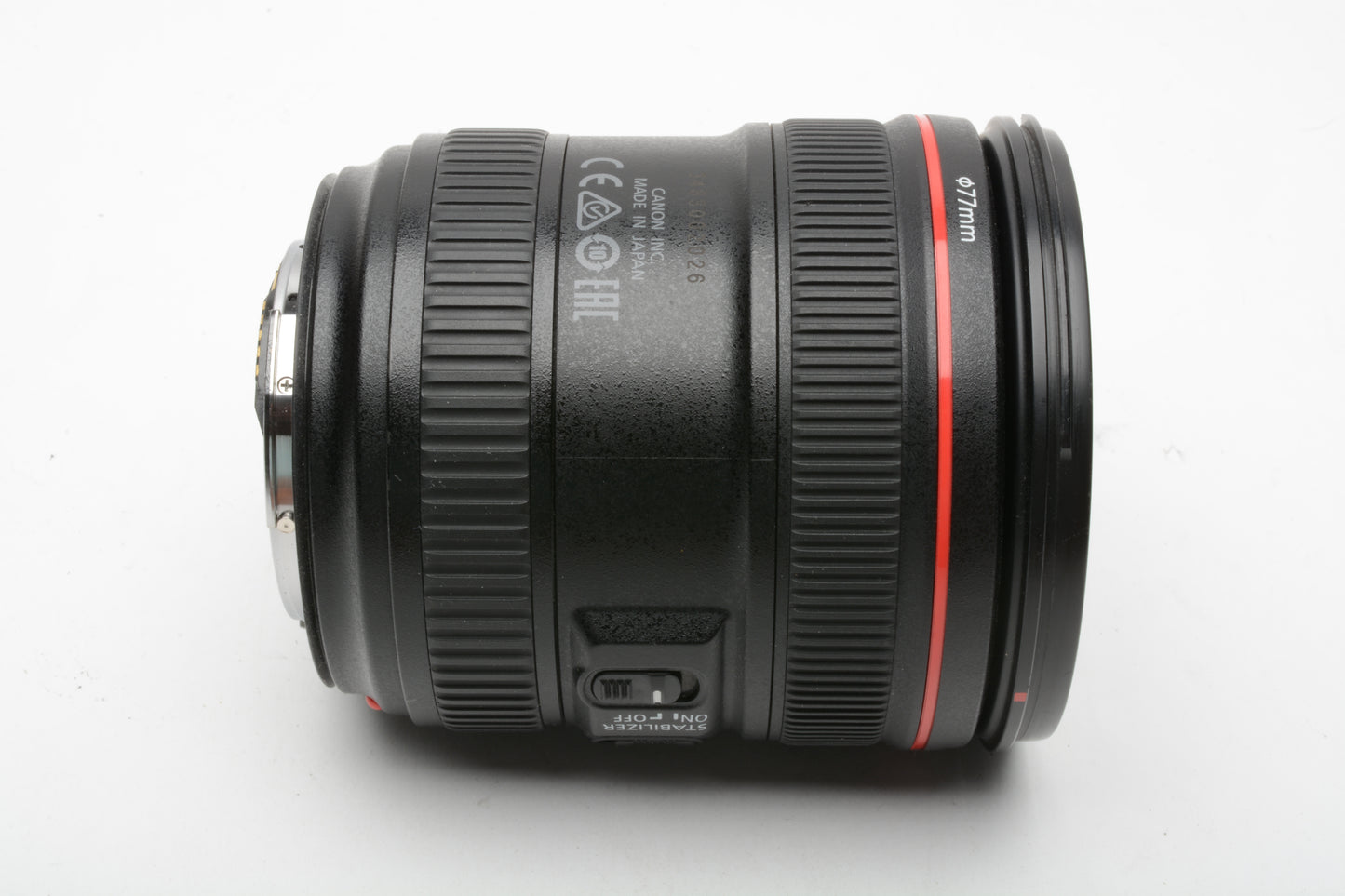 Canon EF 24-70mm f4L IS USM zoom lens, Caps, hood, pouch, USA, Clean