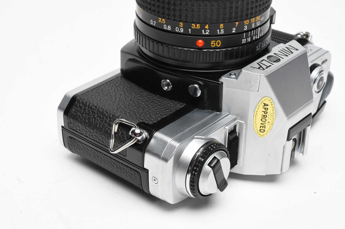Minolta X370 35mm SLR w/50mm f1.7 Prime, case, strap, tested, Nice