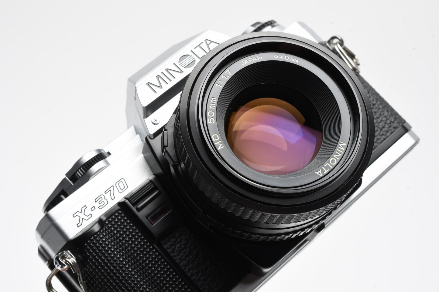 Minolta X370 35mm SLR w/50mm f1.7 Prime, case, strap, tested, Nice