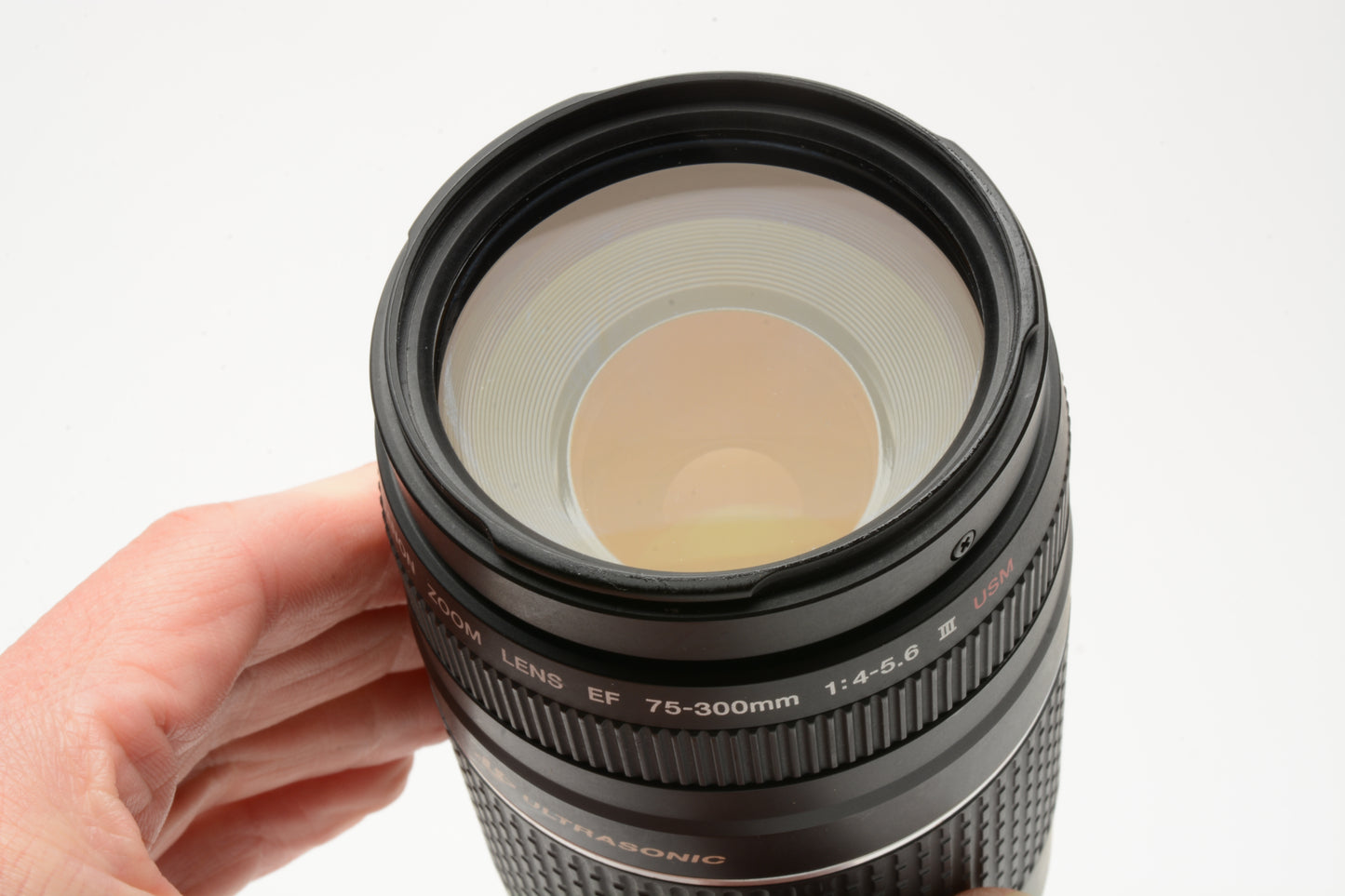 Canon EF 75-300mm f4-5.6 III USM Telephoto zoom lens, caps, CPL, Great!