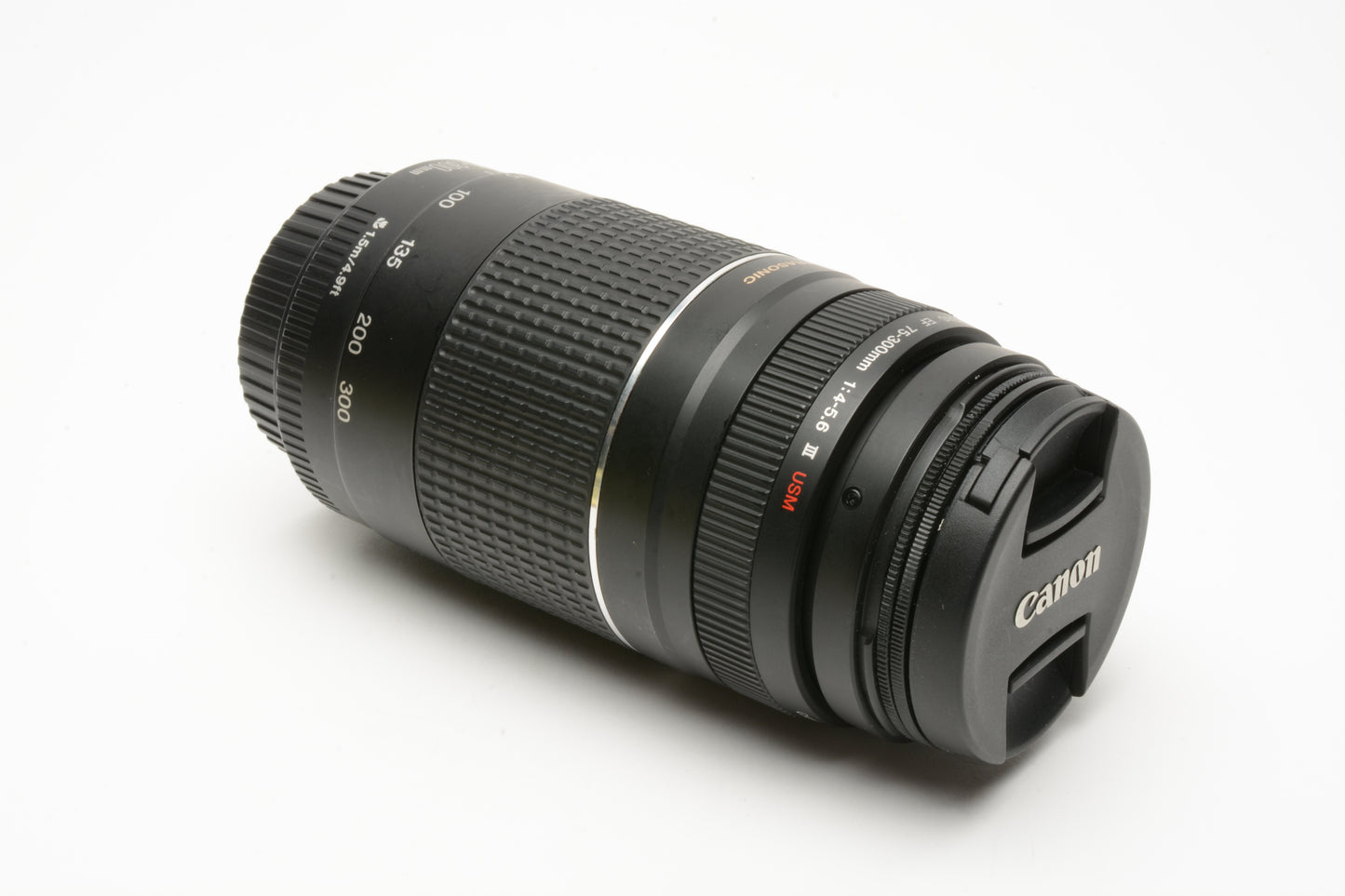 Canon EF 75-300mm f4-5.6 III USM Telephoto zoom lens, caps, CPL, Great!