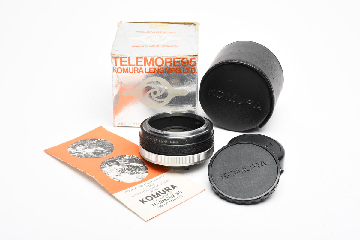 Komura Telemore95 2X teleconverter for Canon FD, Mint-, Case+Box