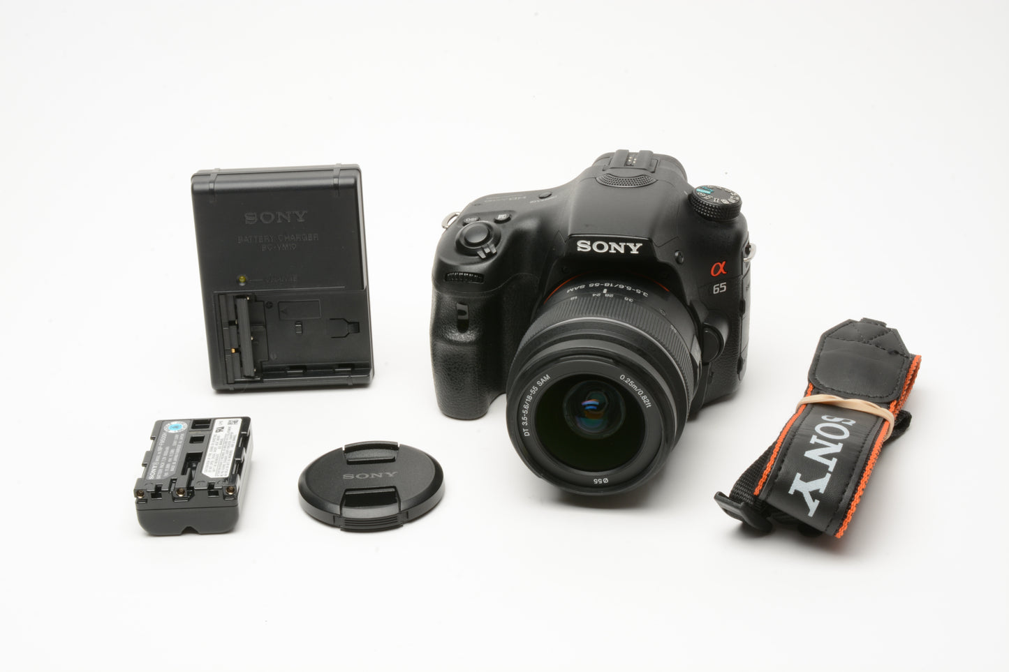 Sony A65 SLT-A65V w/18-55mm zoom, 2batts, charger, UV, Only 8227 Acts!
