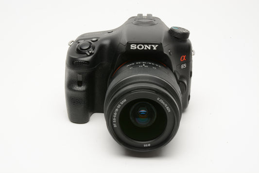 Sony A65 SLT-A65V w/18-55mm zoom, 2batts, charger, UV, Only 8227 Acts!