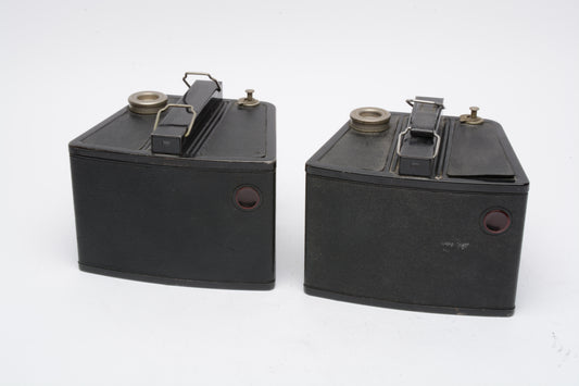 Set of 2 Kodak Six-16 Brownie Special Classic Box Cameras, Perfect Book-ends, Vintage