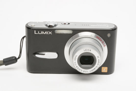 Panasonic Lumix DMC-FX3 (Black) 6MP Digital Point&Shoot, case, strap, batt+charger