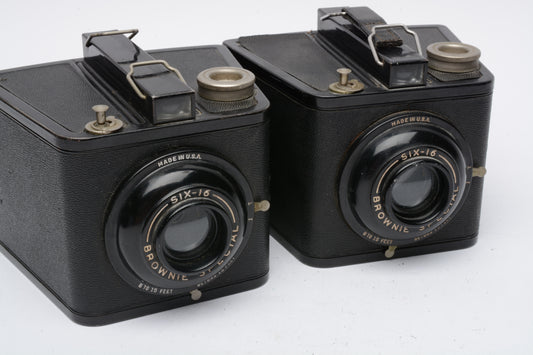 Set of 2 Kodak Six-16 Brownie Special Classic Box Cameras, Perfect Book-ends, Vintage