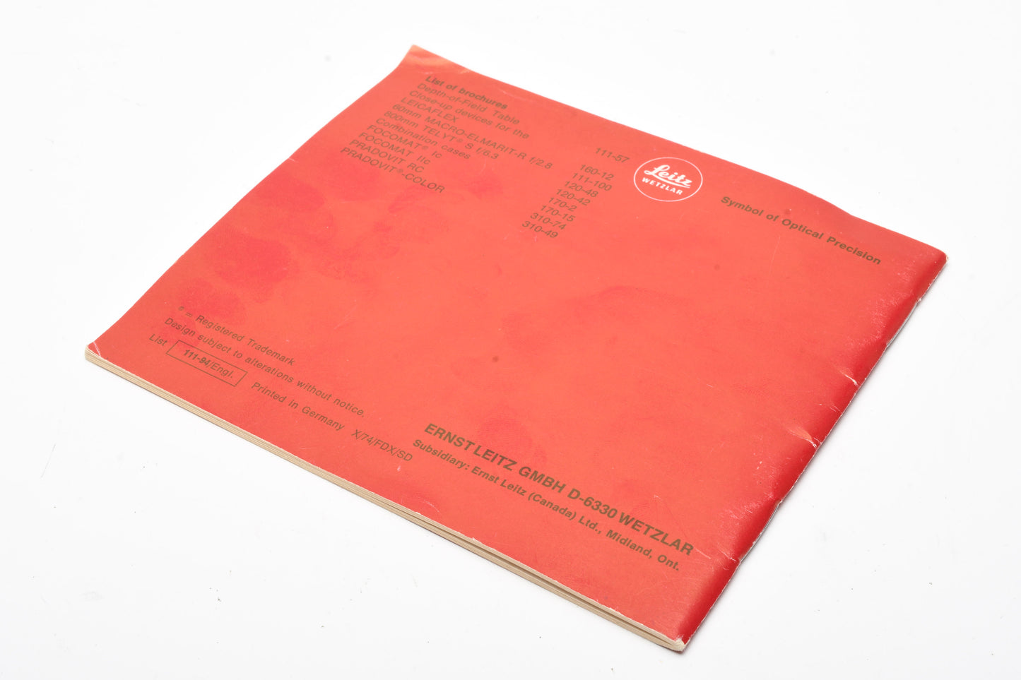 Leica Leitz LeicaFlex SL 2 Camera Instruction Manual (English) Clean