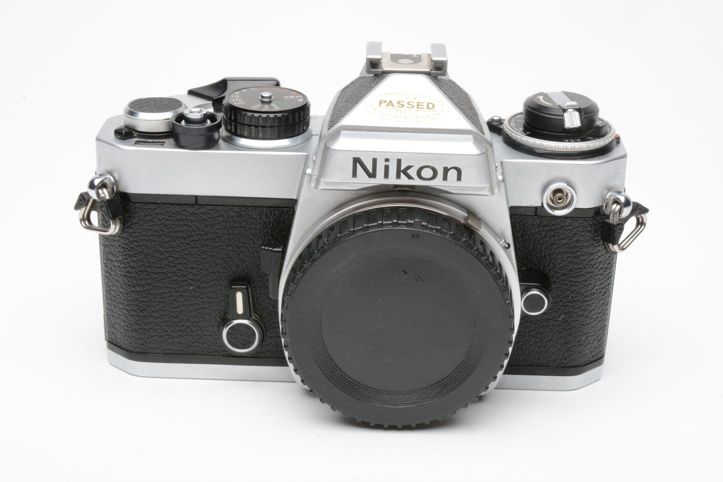 Nikon FE chrome 35mm SLR body, new seals, very clean, nice!