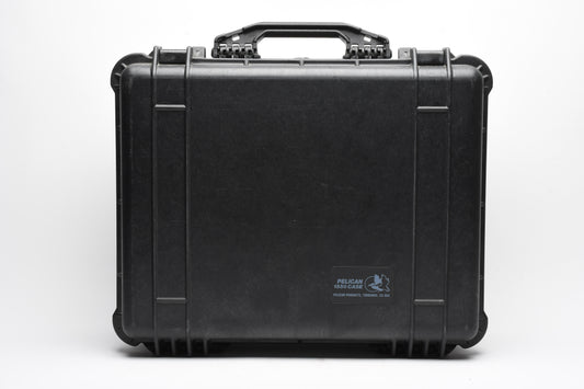 Pelican 1550 Black weatherproof case 20.7 × 17.2 × 8.4", clean, w/cut-up foam
