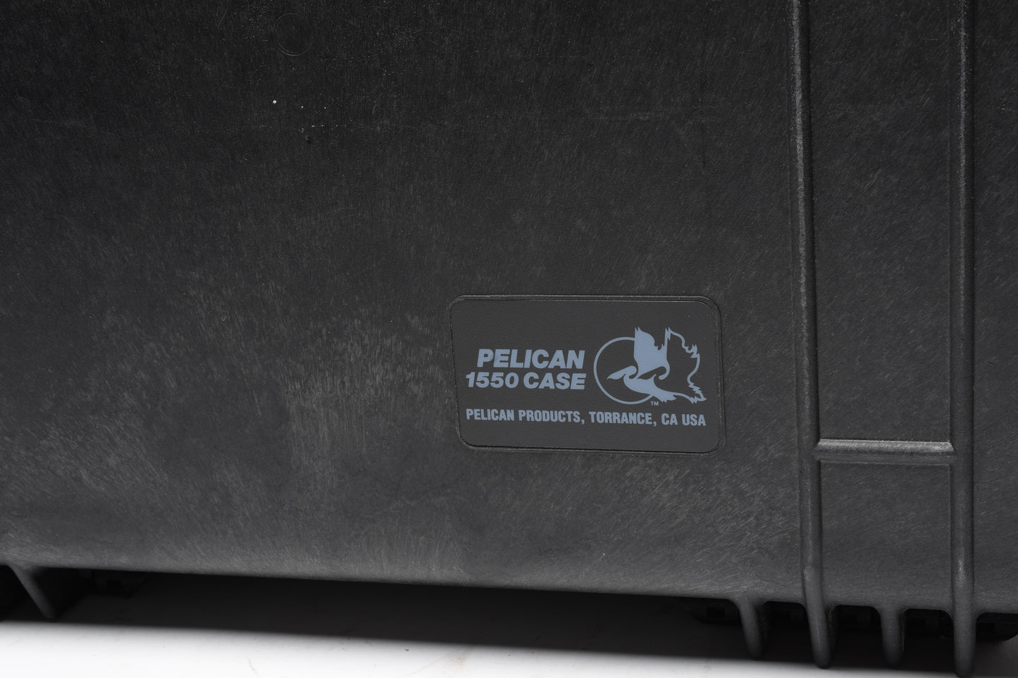 Pelican 1550 Black weatherproof case 20.7 × 17.2 × 8.4", clean, w/cut-up foam