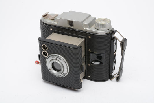 Ansco Flash Clipper Camera 2 1/8 x 2 1/2 format, Shutter works, w/Case, Vintage