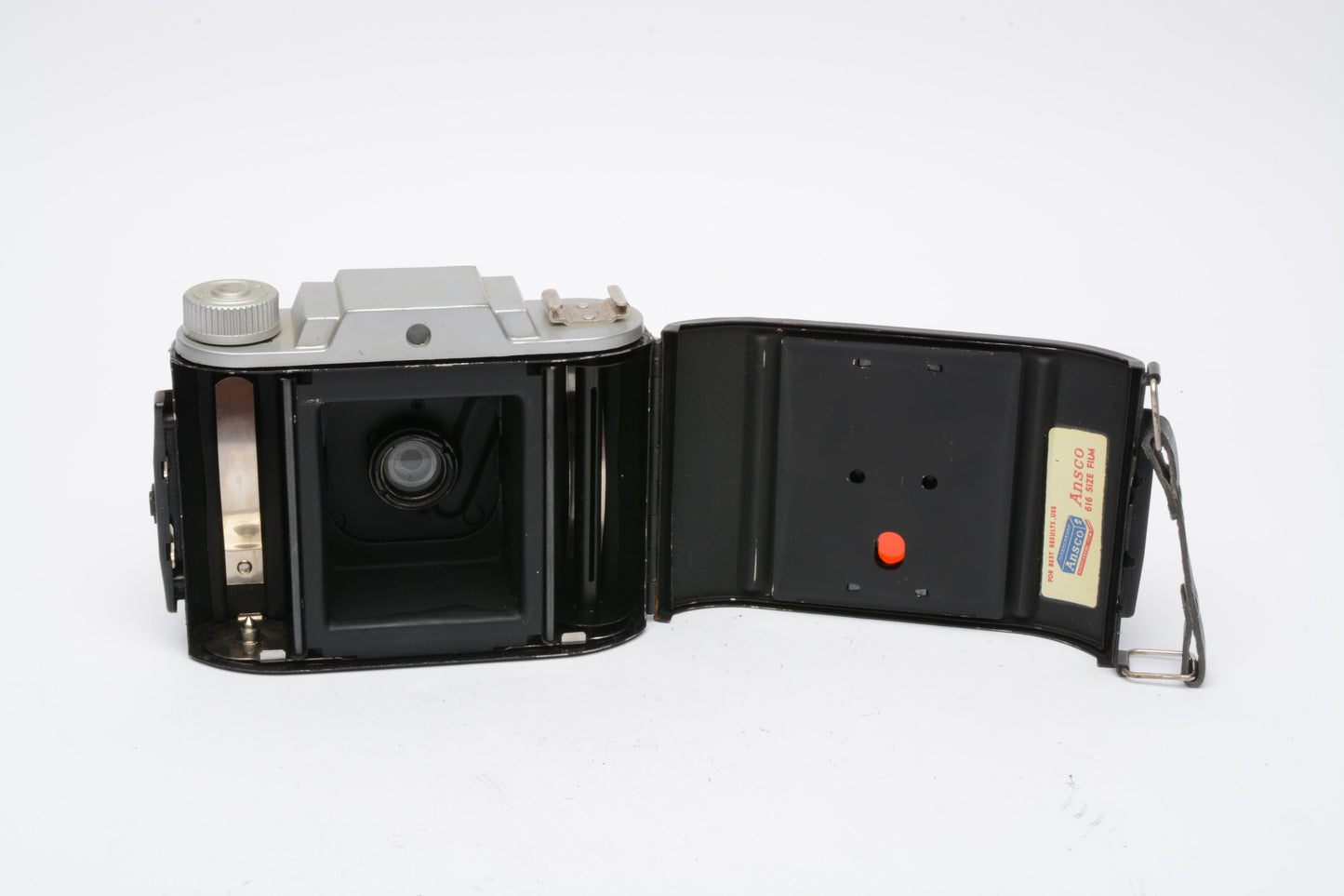 Ansco Flash Clipper Camera 2 1/8 x 2 1/2 format, Shutter works, w/Case, Vintage