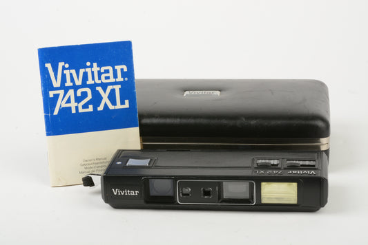 Vivitar 742 XL 110 camera in jewel case, clean + Instructions