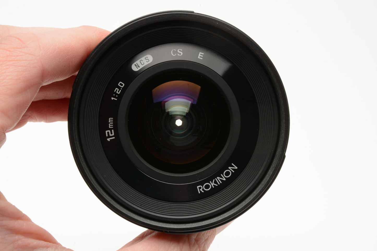 Rokinon 12mm F2 NCS CS E Lens for Sony E-Mount w/Caps, Hood, Mint-