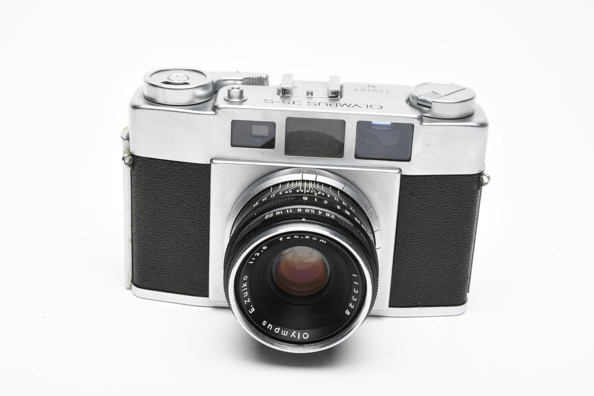 Olympus 35 S 35mm Rangefinder Camera w/4.8cm f2.8, Case, Works!