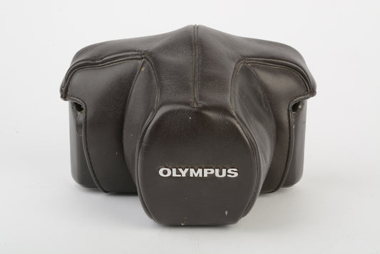 Genuine Olympus OM CASE w/50mm lens, clean, dark brown (OM-1, 2, 3, 4 series)