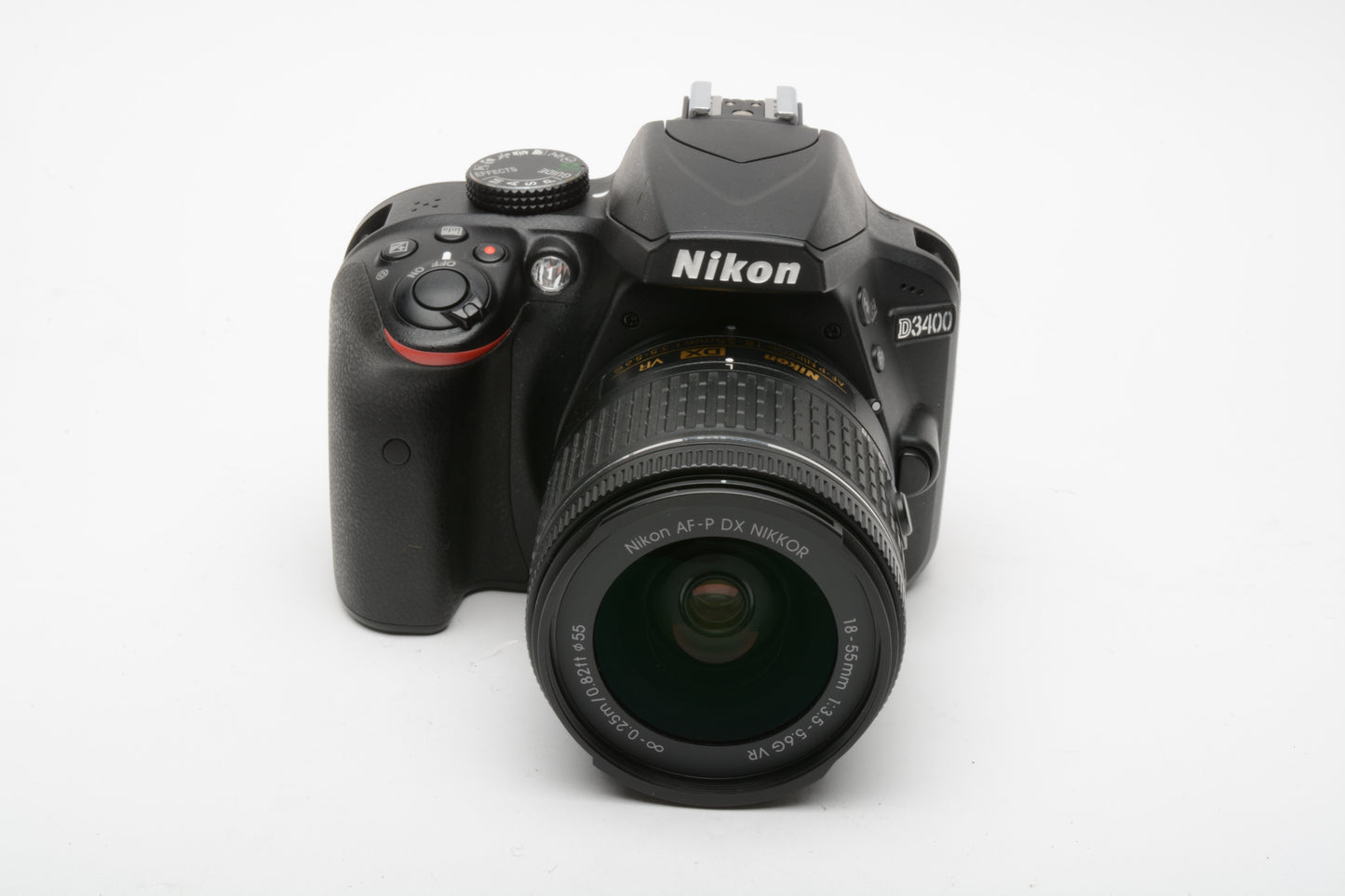 Nikon D3400 DSLR w/AF-P 18-55mm f3.5-5.6 Lens, batt, charger++, Only 5249 Acts!