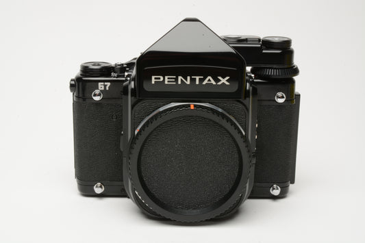 Pentax 67 6x7 MLU Medium Format Body w/AE Finder, manuals, New Seals, Great!