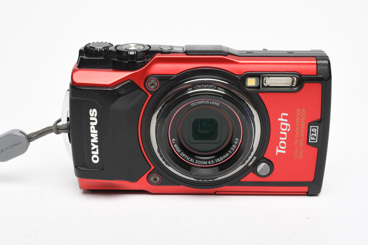 Olympus Tough TG-5 Red digital Point&Shoot w/batt, USB, Case, Tested, Good!