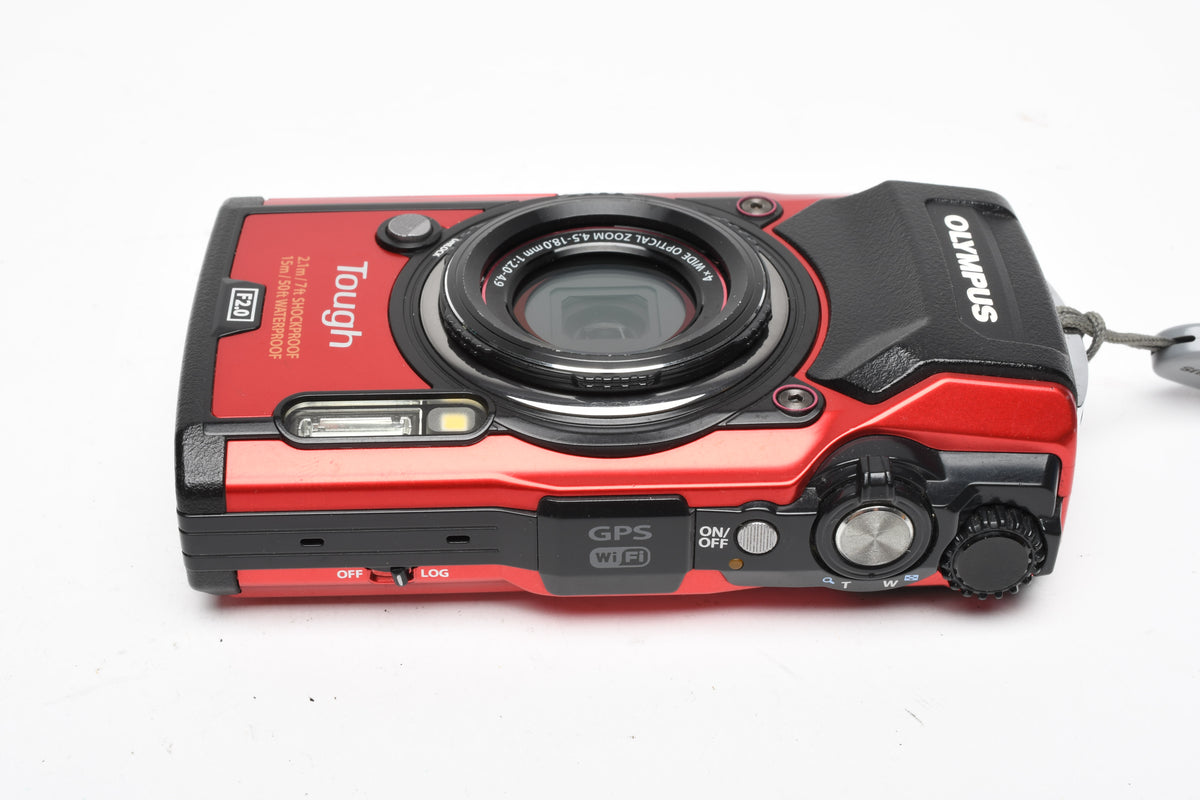 Olympus Tough TG-5 Red digital Point&Shoot w/batt, USB, Case, Tested, Good!