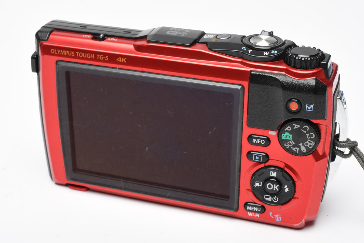 Olympus Tough TG-5 Red digital Point&Shoot w/batt, USB, Case, Tested, Good!