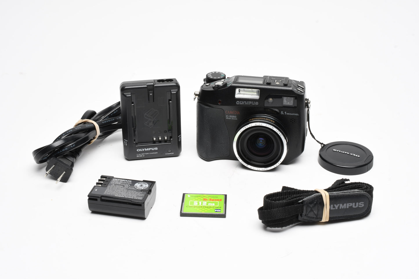 Olympus C5060 5.1MP Digital Point&Shoot camera, CF card, batt+charger, clean