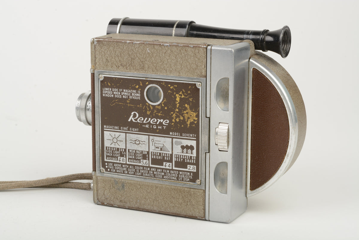 Revere Eight Model 70 Magazine Cine 8mm Movie Camera, strap, works! Vintage