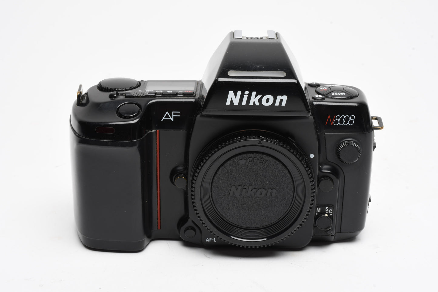 Nikon N8008 35mm SLR Body, cap, strap, tested, Good!