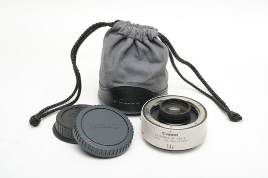 Canon EF 1.4X II extender teleconverter w/caps, pouch, barely used, Mint-