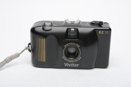 Vivitar EZ35 35mm Point&Shoot w/35mm Focus Free lens, tested, Nice