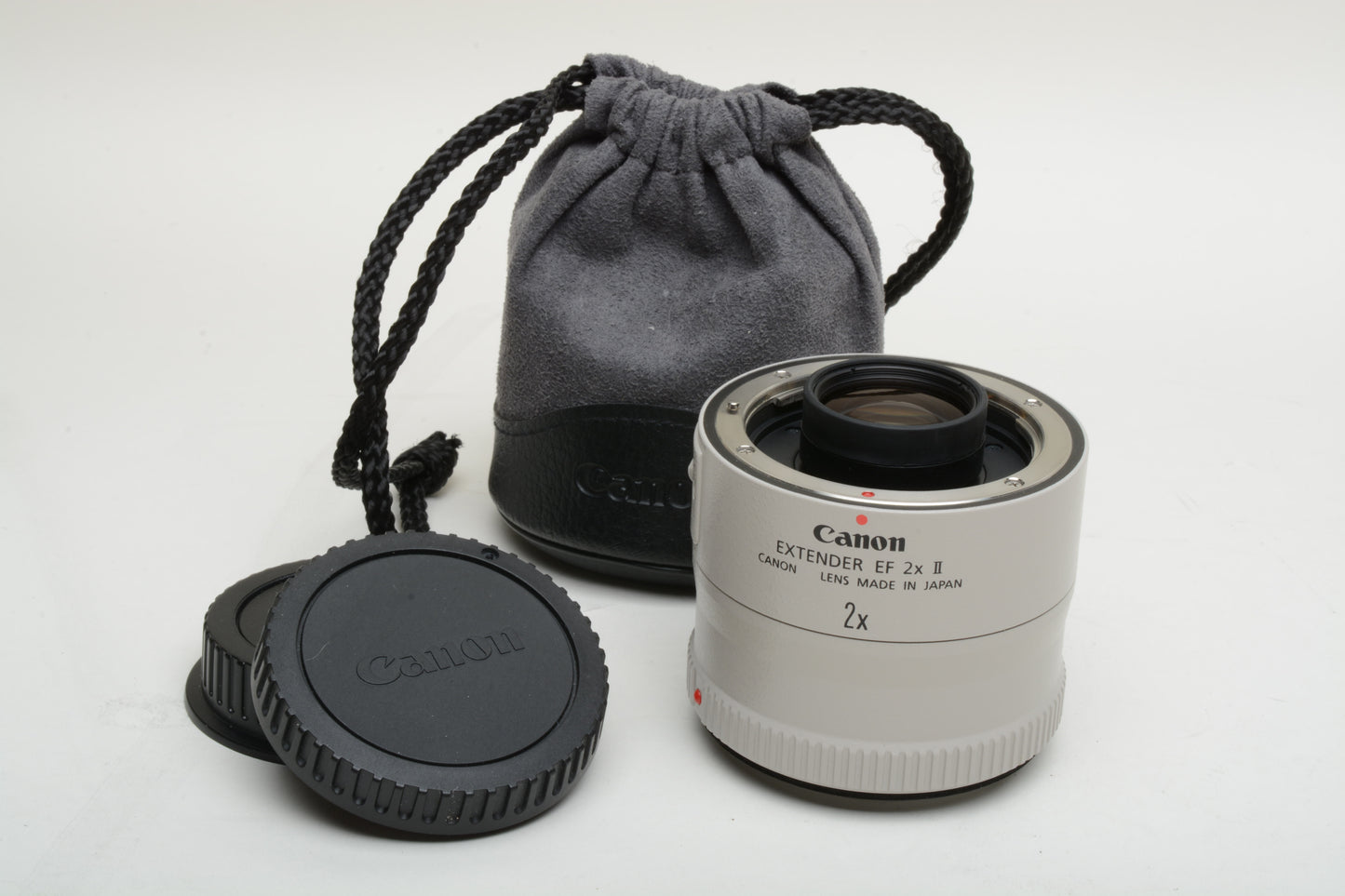 Canon EF 2X II extender teleconverter w/caps, pouch, barely used, Mint-